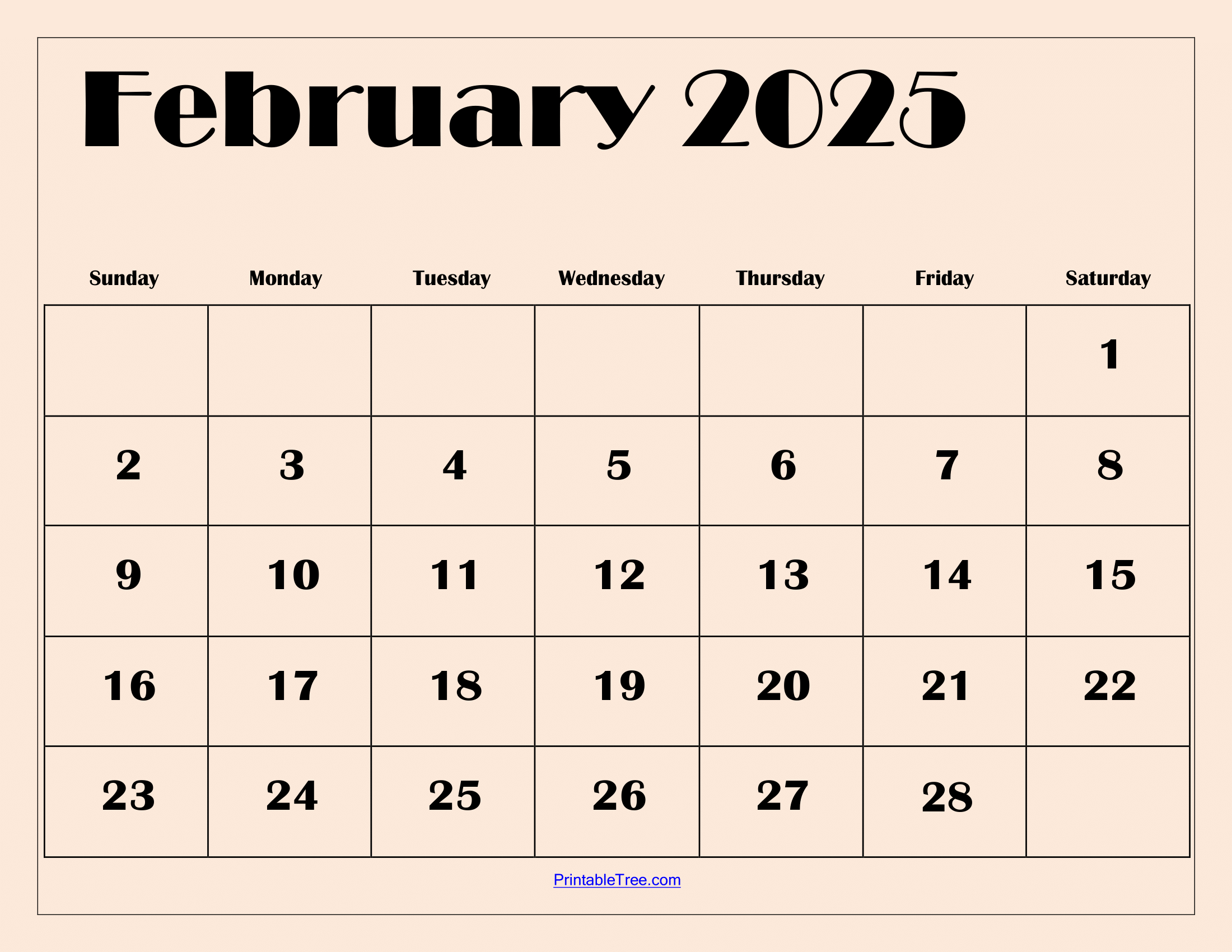 February 2025 Calendar Printable Pdf Template With Holidays | 2025 Calendar Of February