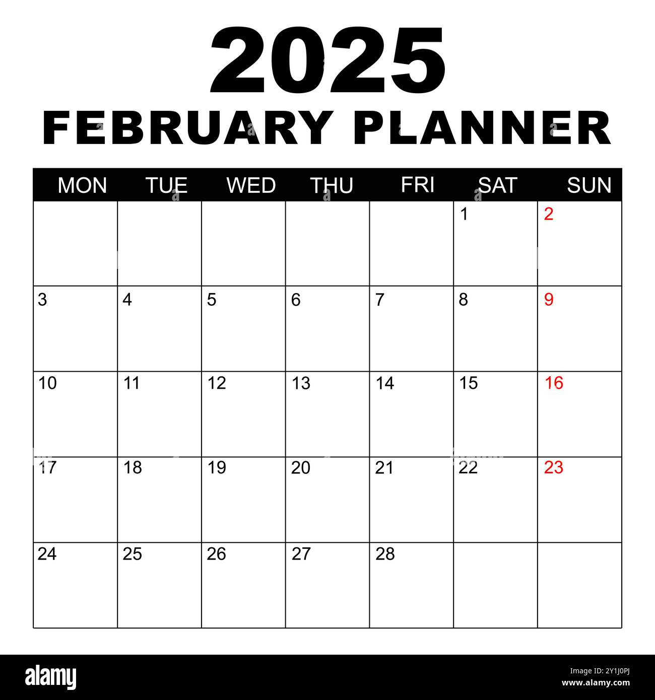 February 2025 Calendar. Week Starts On Monday. Blank Calendar | February 2025 Calendar Monday Start