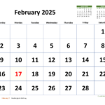 February 2025 Calendar With Extra Large Dates | Wikidates | February 24th Calendar 2025