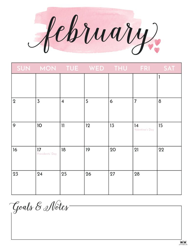 February 2025 Calendars - 107 Free Printables | Printabulls | 2025 February Calendar Printable