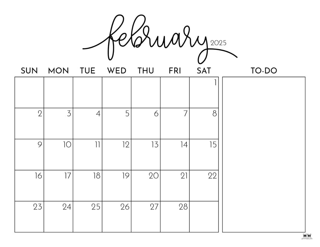 February 2025 Calendars - 107 Free Printables | Printabulls | 2025 February Printable Calendar