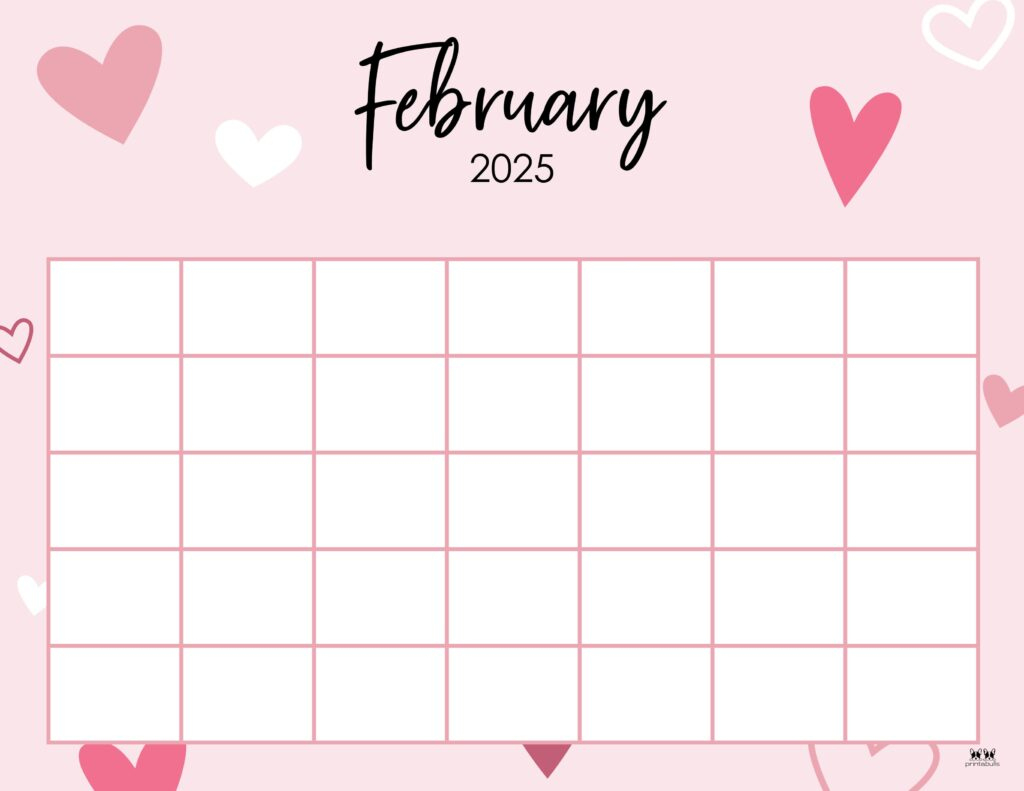 February 2025 Calendars - 107 Free Printables | Printabulls | Cute February 2025 Calendar