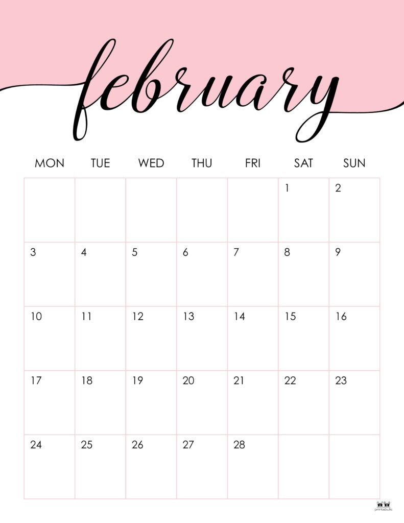 February 2025 Calendars - 107 Free Printables | Printabulls | Cute Printable February Calendar 2025