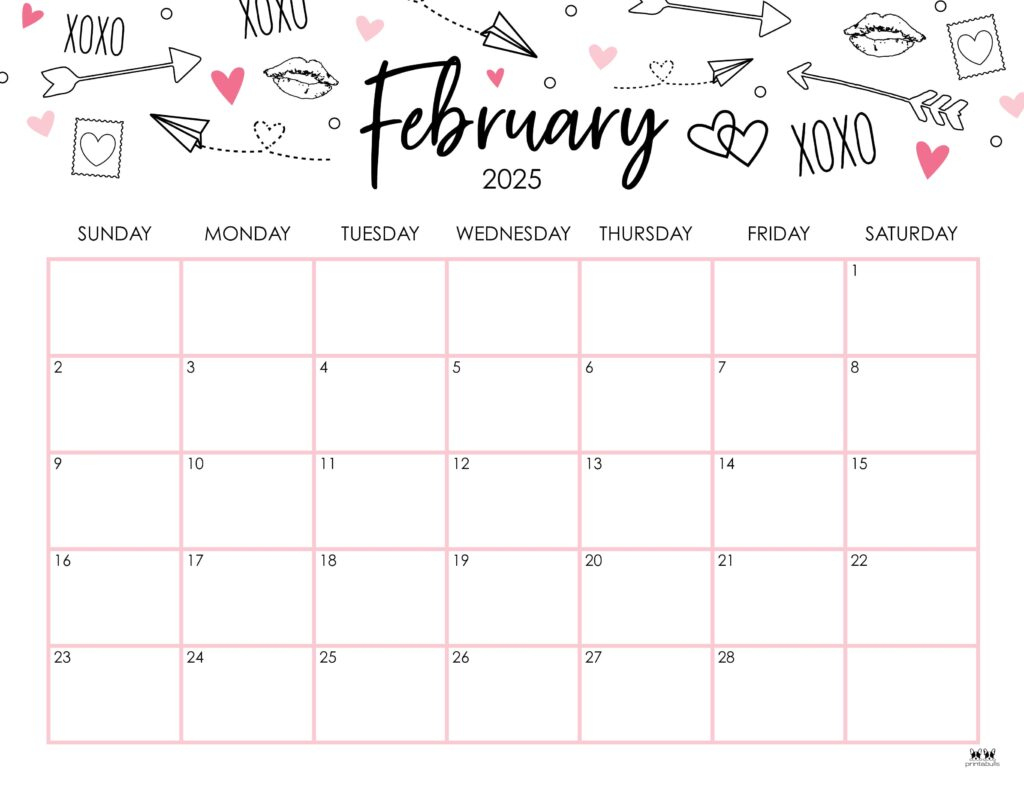 February 2025 Calendars - 107 Free Printables | Printabulls | February 2025 Calendar Printabulls