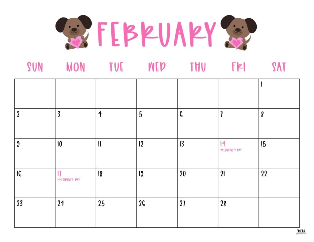 February 2025 Calendars - 107 Free Printables | Printabulls | February 2025 Calendar With Holidays Printable Free