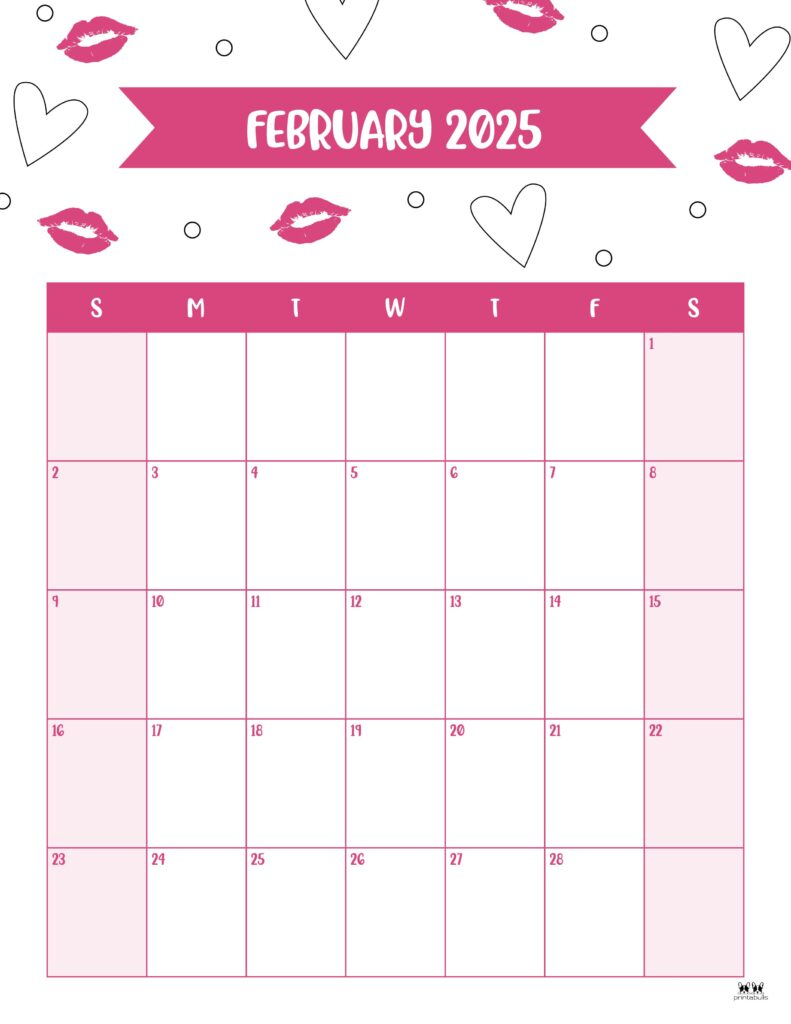 February 2025 Calendars - 107 Free Printables | Printabulls | February Monthly Calendar 2025 Printable