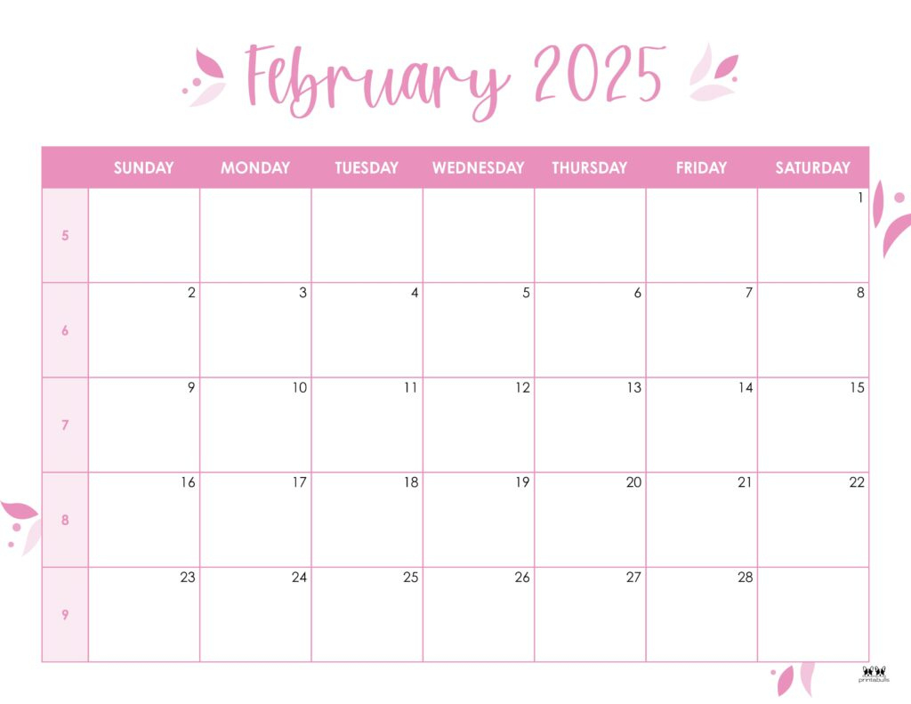 February 2025 Calendars - 107 Free Printables | Printabulls | Free Printable February Calendar 2025 Numbers