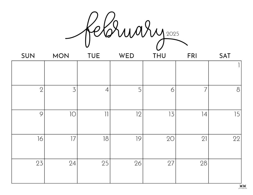 February 2025 Calendars - 107 Free Printables | Printabulls | Pictures For February Calendar 2025