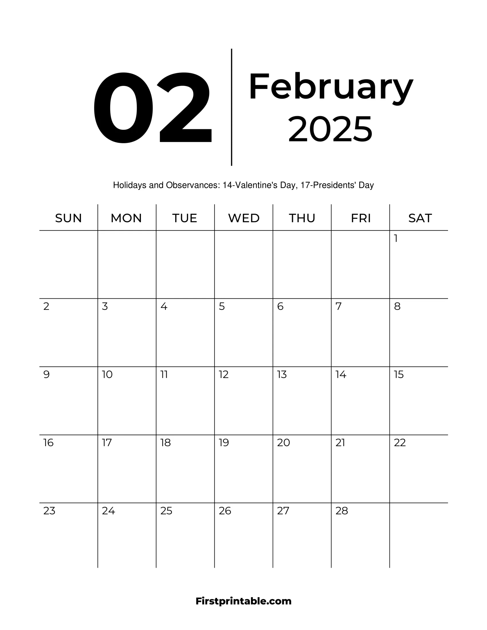 February 2025 Calendars - Free Printable &amp;amp; Fillable | Blank Calendar February 2025 Printable