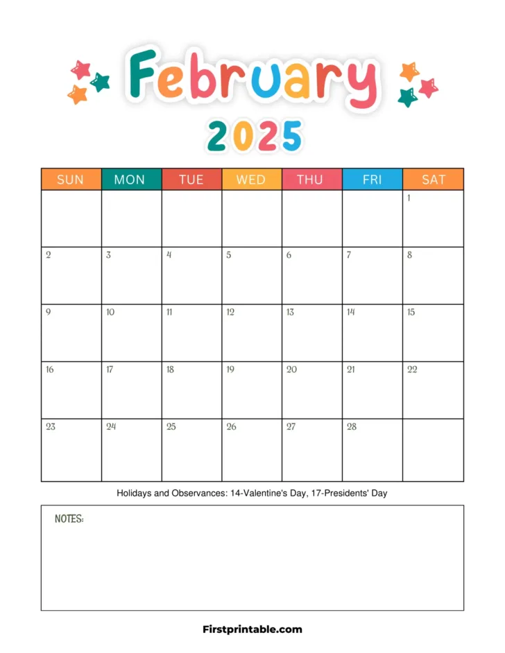 February 2025 Calendar Printable With Lines | Calendar 2024