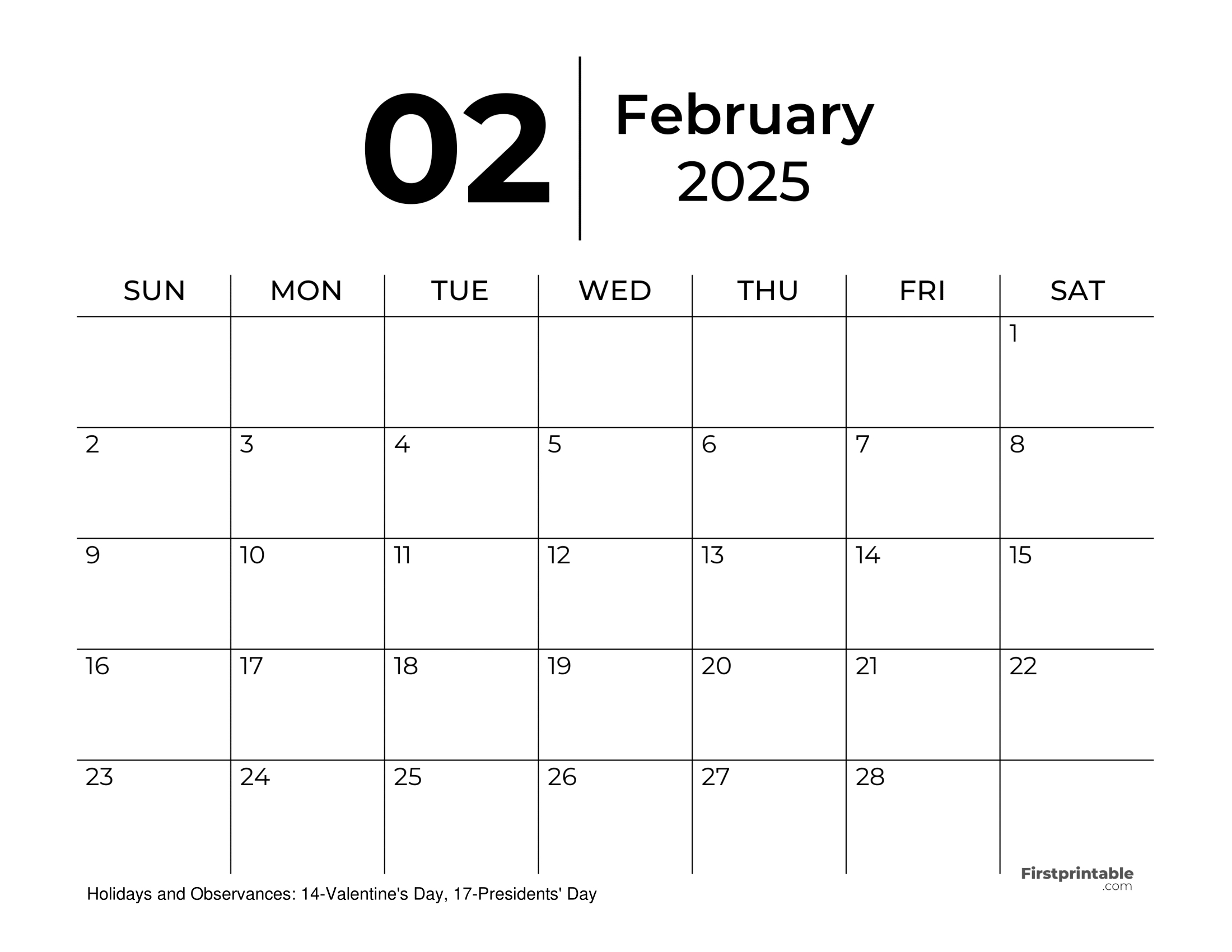 February 2025 Calendars - Free Printable &amp;amp; Fillable | February 2025 Calendar Printable With Lines