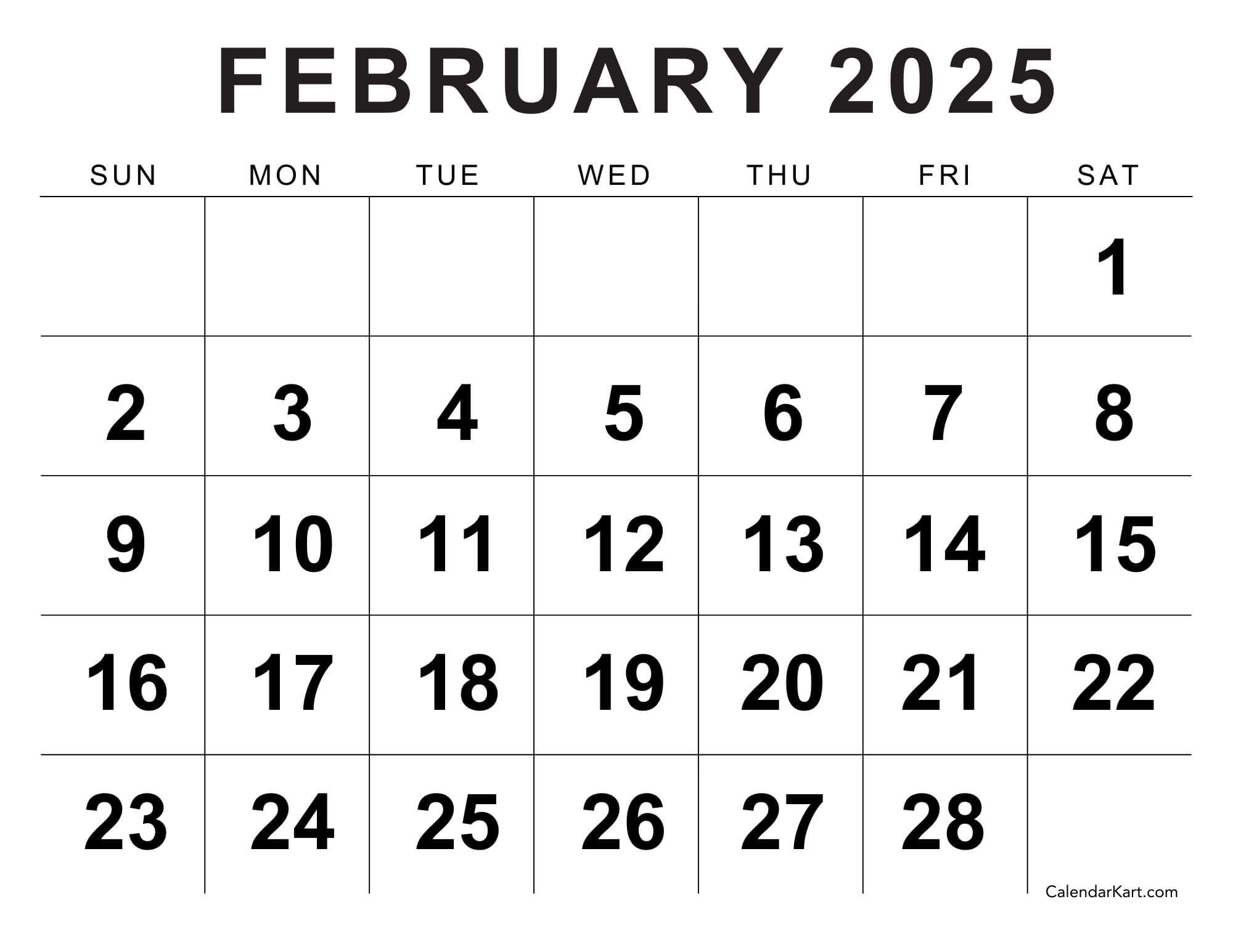 Calendar Printable Feb 2025 Calendar 2024 Printable Calendar 2025