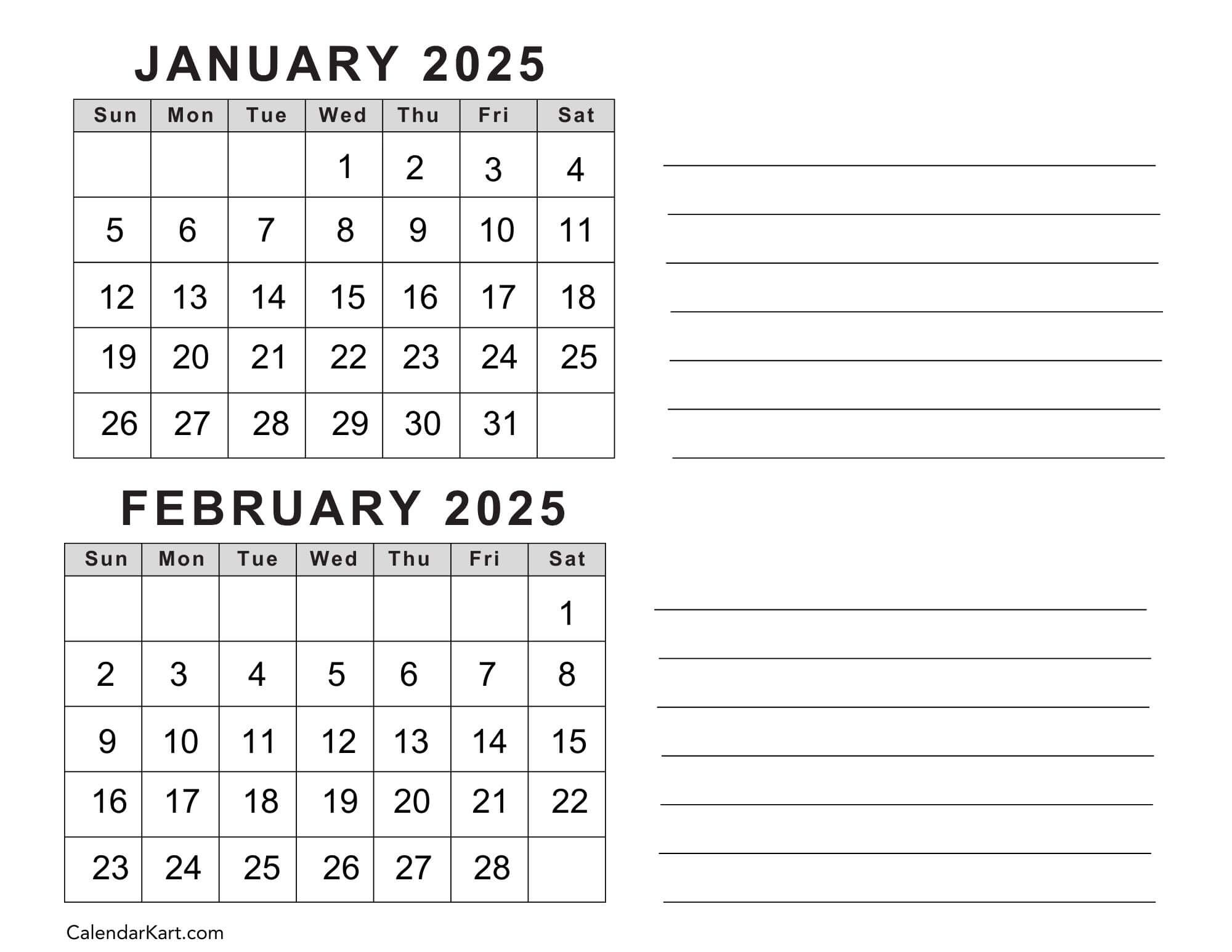 Free Printable January February Calendar 2025 - Calendarkart | Calendar 2024