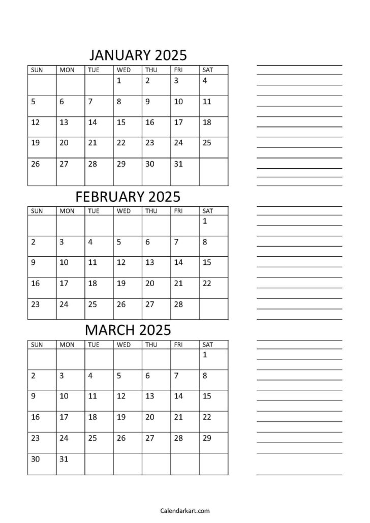 January February March 2025 Calendar | Calendar 2024