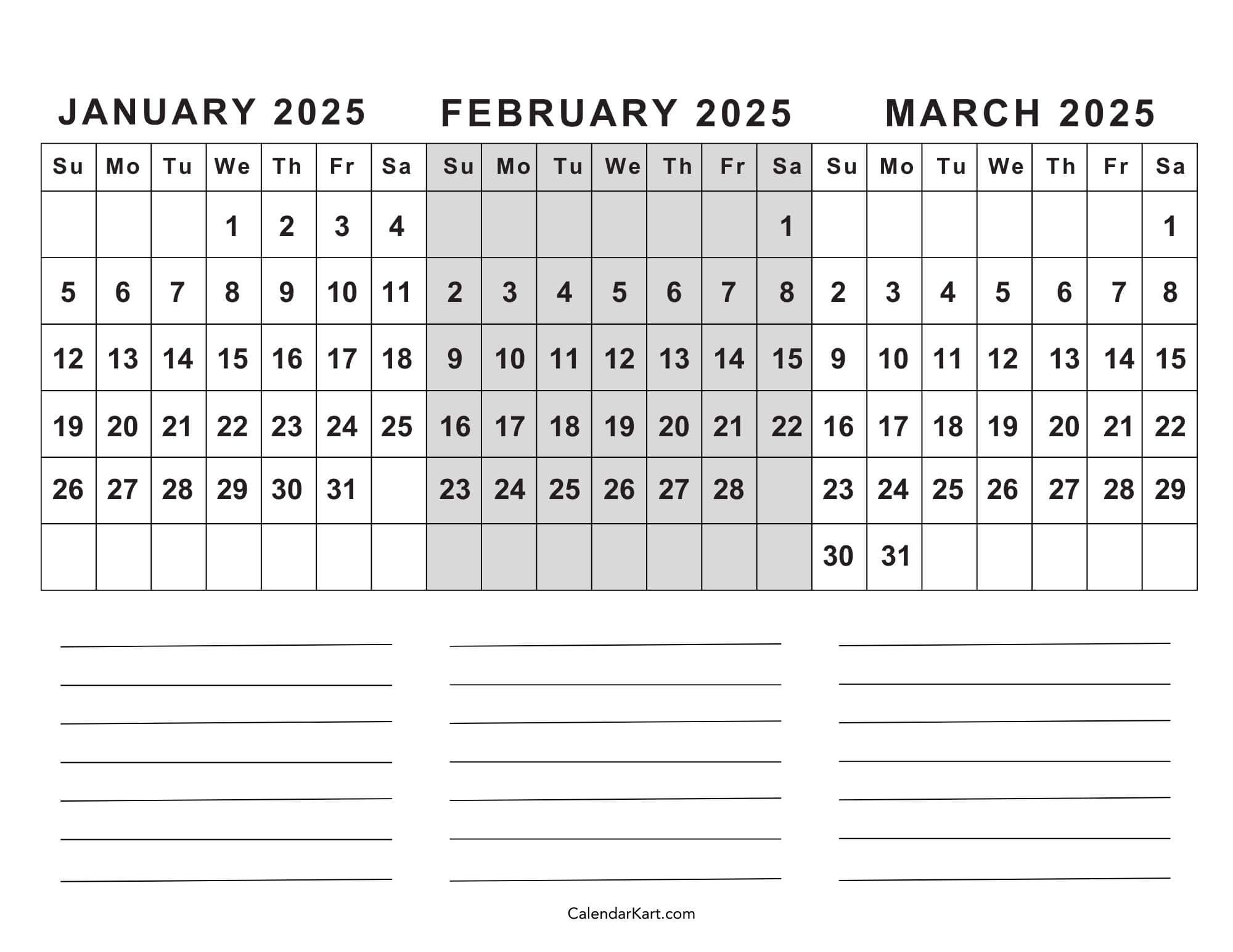 Free Printable January To March 2025 Calendar - Calendarkart | Calendar 2024