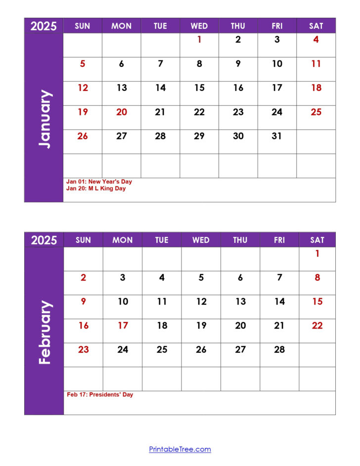 2025 January and February Calendar | Calendar 2024