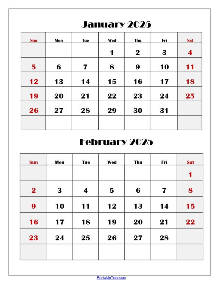 Printable January and February Calendar 2025 | Calendar 2024