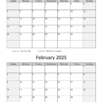 January And February 2025 Calendar | Wikidates | 2025 January And February Calendar