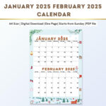 Kalender Für Januar 2025 Und Februar 2025,Januarkalender 2025 |  Calendar 2024