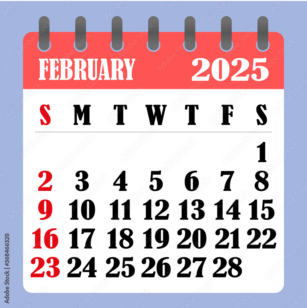 Letter Calendar For February 2025. The Week Begins On Sunday. Time | Calendar 2024