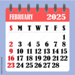 Letter Calendar For February 2025. The Week Begins On Sunday. Time |  Calendar 2024