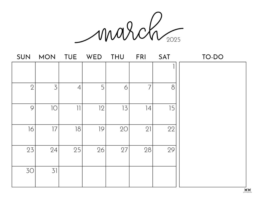 March 2025 Calendars - 107 Free Printables | Printabulls | February and March 2025 Calendar Printable