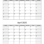 March And April 2025 Calendar | Wikidates | Feb March April 2025 Calendar Printable