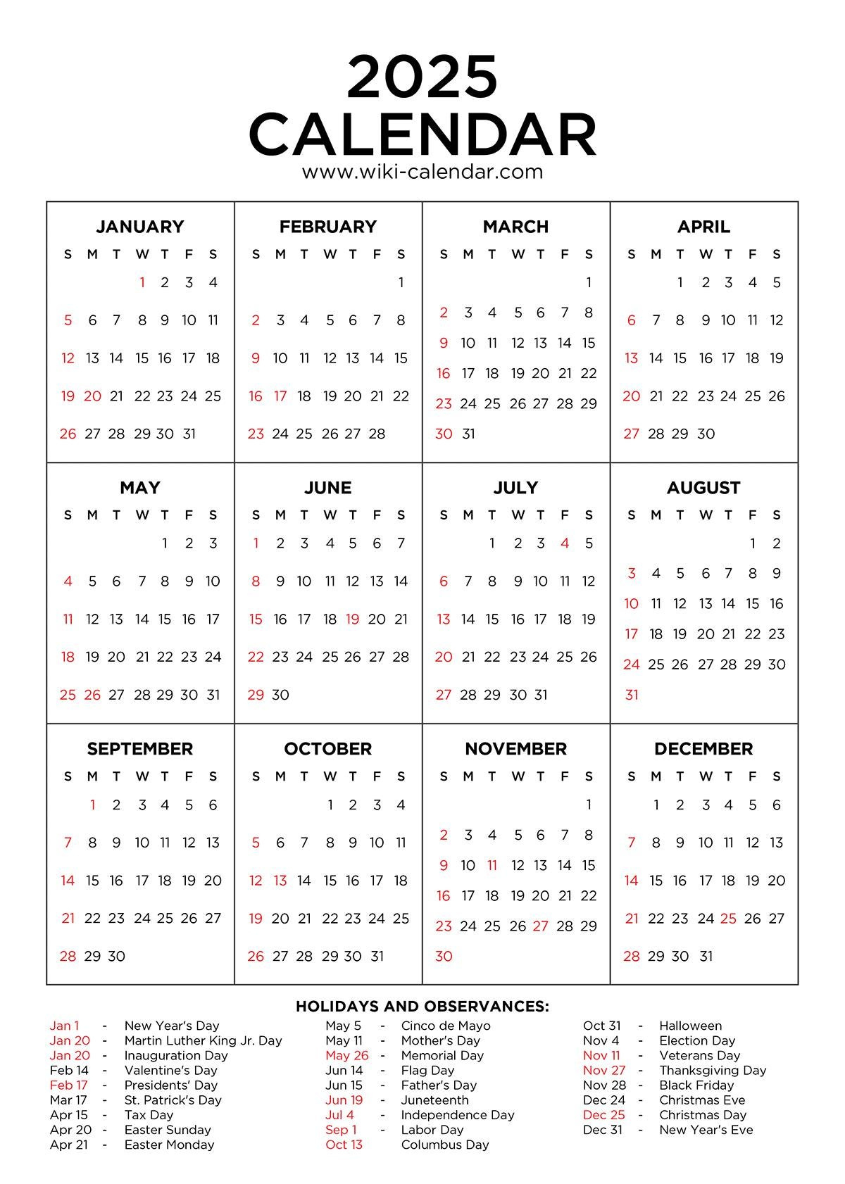 Year 2025 Calendar Printable - Wiki Calendarwiki Calendar - Issuu | Wiki Calendar February 2025