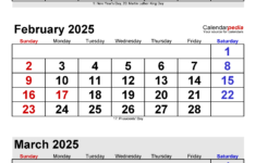 February 2025 Calendar | Templates For Word, Excel And Pdf | Jan Feb March 2025 Calendar