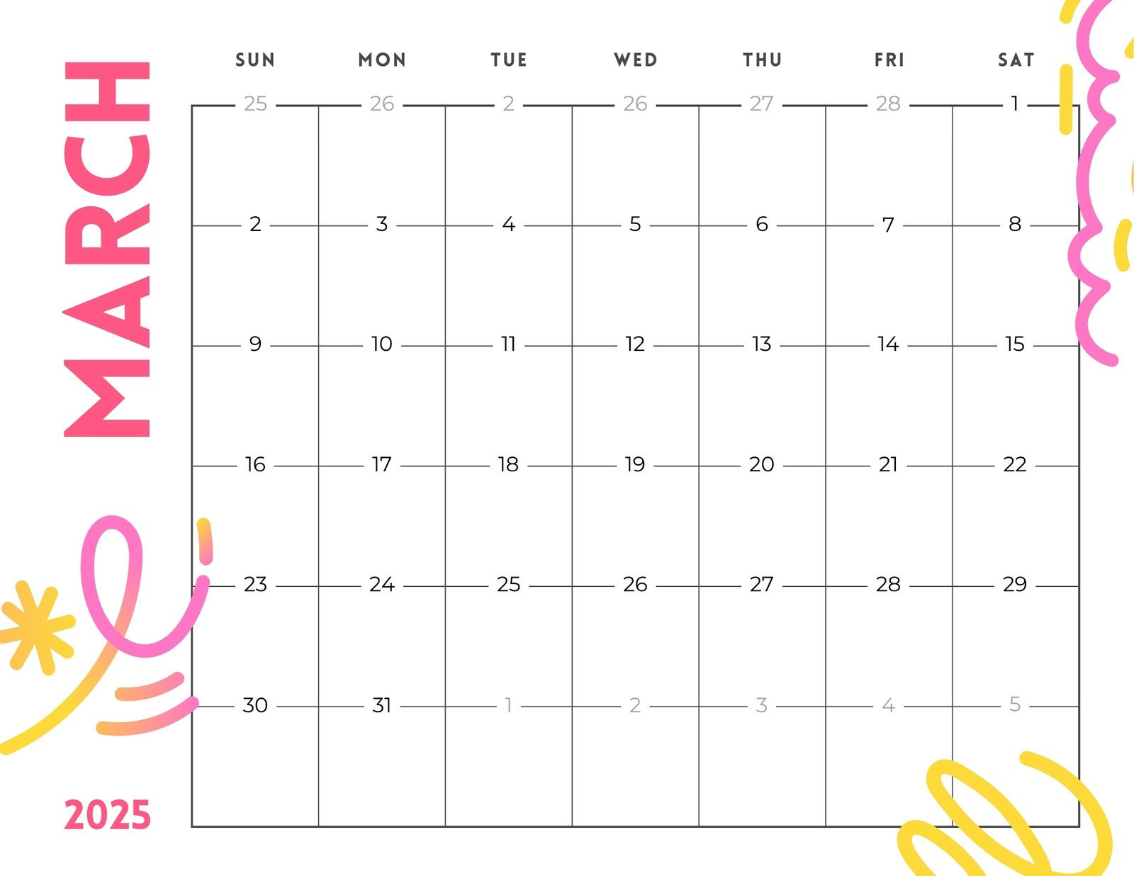 Free And Customizable March Templates | Calendar 2025