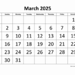 Free Download Printable March 2025 Calendar, Large Font Design | Free Printable March 2025 Calendar Word