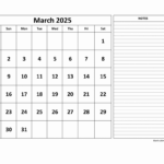 Free Download Printable March 2025 Calendar, Large Space For | March 2025 Calendar Printable With Notes