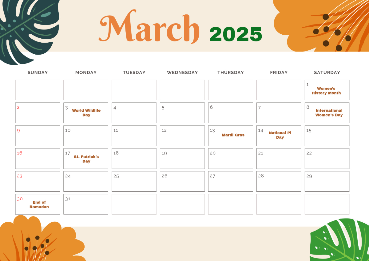 Free March 2025 Calendar Templates &amp;amp; Examples - Edit Online | Calendar 2025