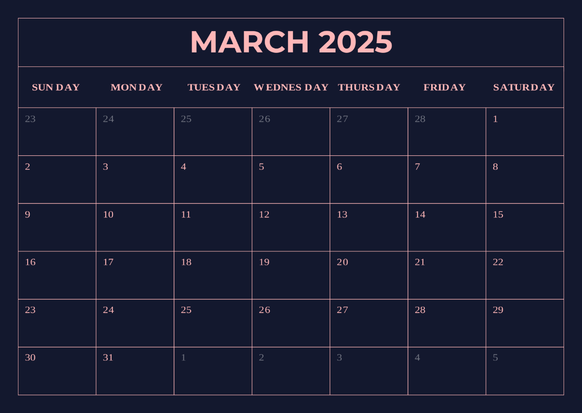 Free March 2025 Calendar With Moon Phases Template To Edit Online | March Madness 2025 Calendar