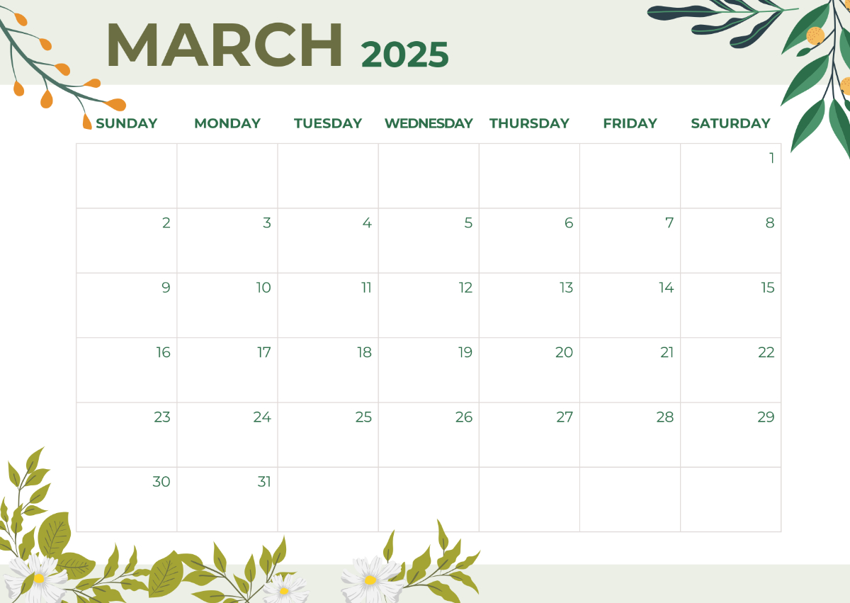 Free March 2025 Digital Calendar Template To Edit Online | Calendar 2025