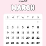 March 2025 Calendar   20 Cute & Free Printables | Saturdaygift | Cute March 2025 Calendar