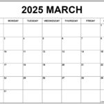 March 2025 Calendar | Free Printable Calendars | Blank Calendar March 2025 Free Printable