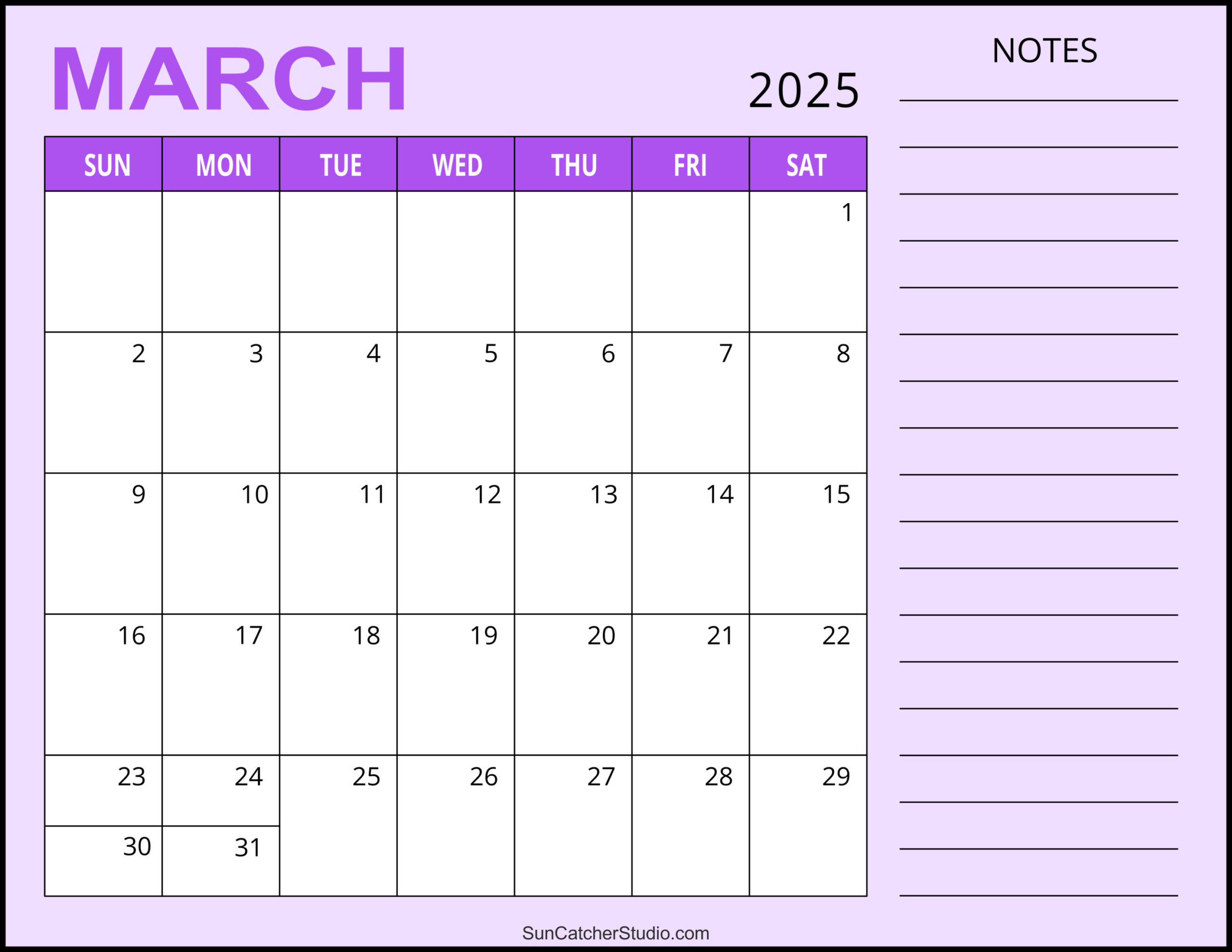 March 2025 Calendar (Free Printable) – Free Printables, Monograms | Free Printable March 2025 Calendar Word