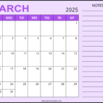 March 2025 Calendar (Free Printable) – Free Printables, Monograms | March 2025 Calendar Printable With Notes