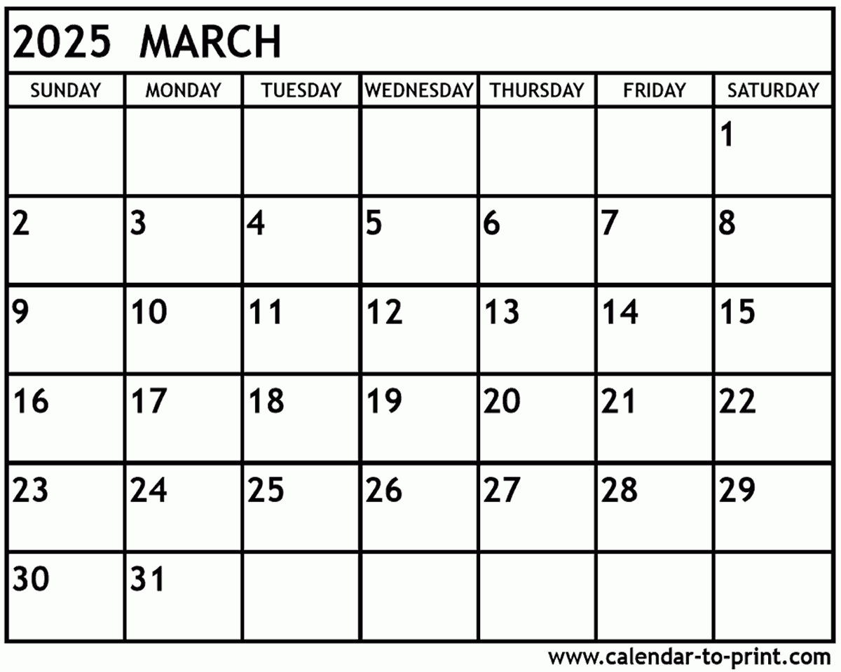 March 2025 Calendar Printable | 2025 Calendar March 2025