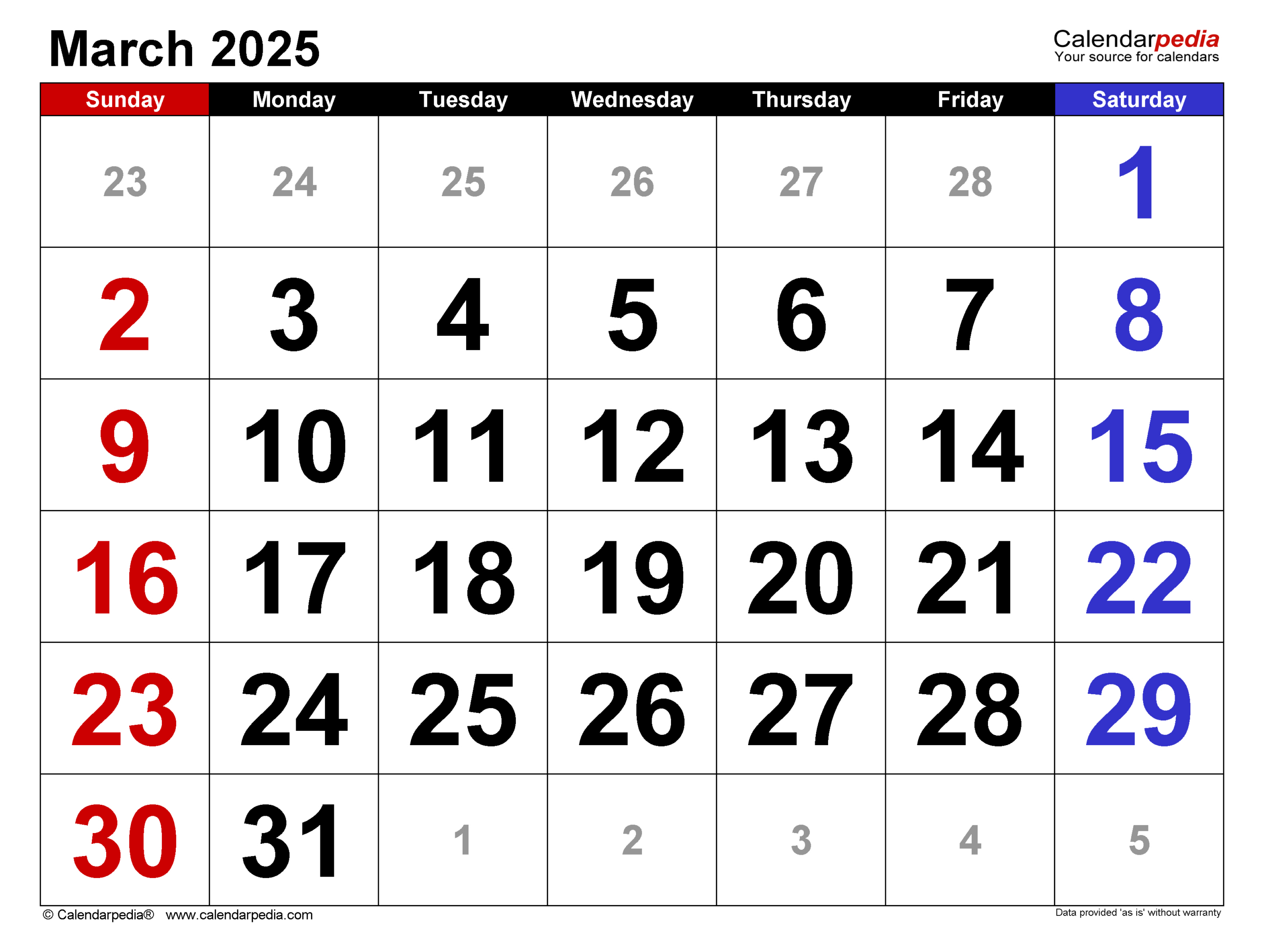 March 2025 Calendar | Templates For Word, Excel And Pdf | Calendar 2025