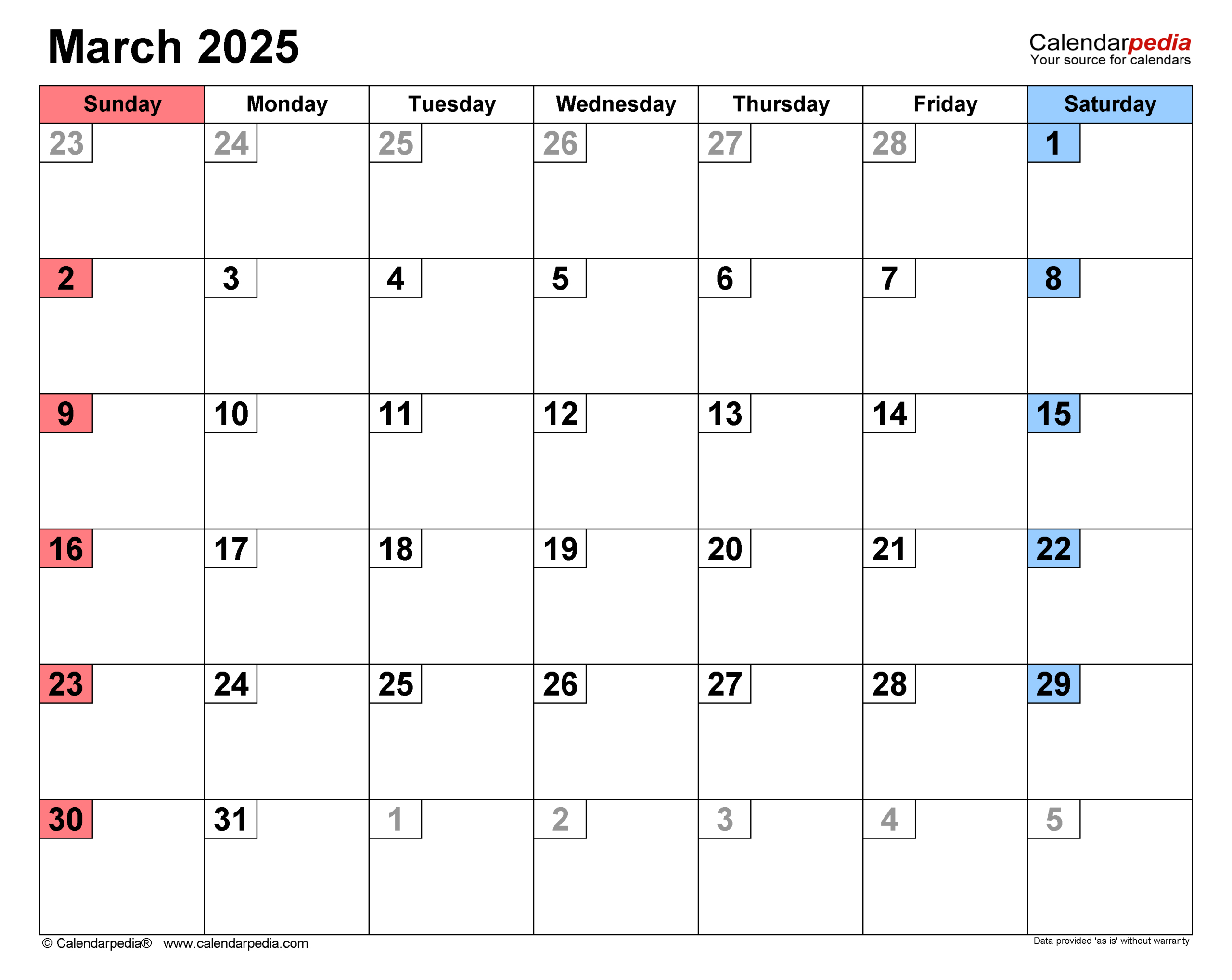 March 2025 Calendar | Templates For Word, Excel And Pdf | Calendar 2025