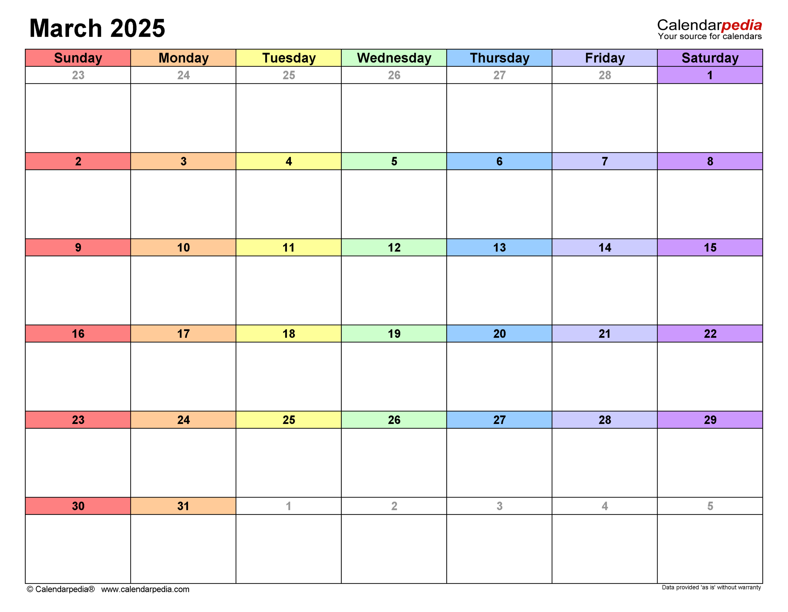 March 2025 Calendar | Templates For Word, Excel And Pdf | March 2025 Calendar Printable Excel