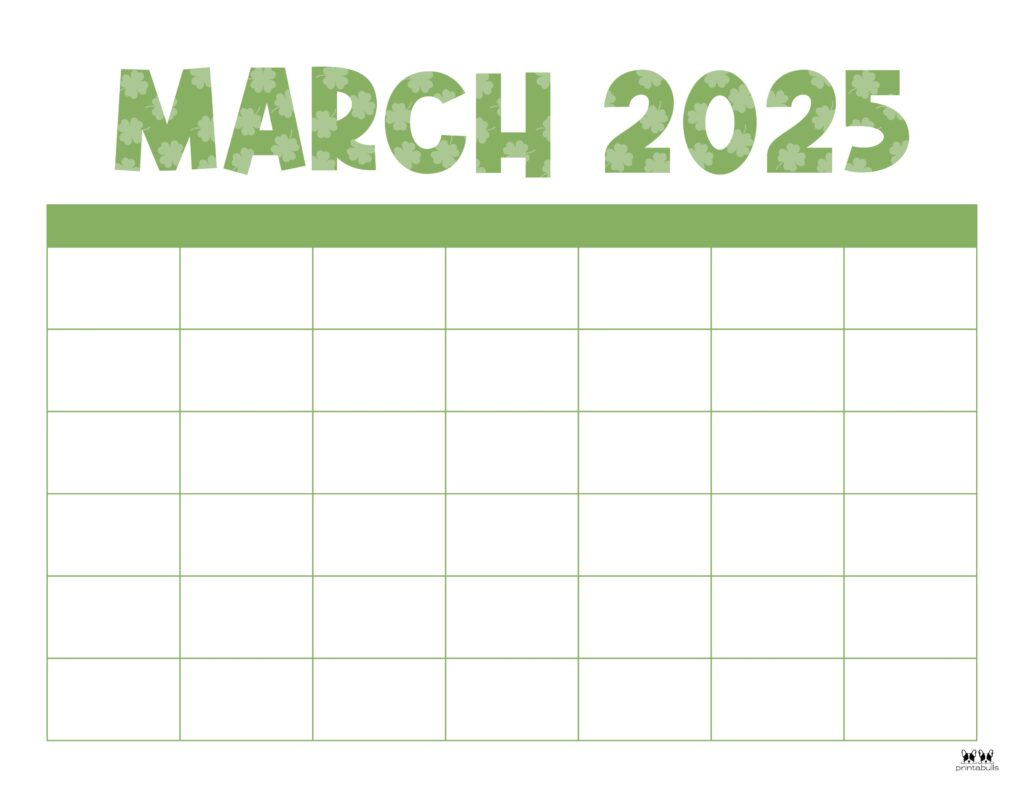 March 2025 Calendars - 107 Free Printables | Printabulls | Blank Calendar Template March 2025 Printable