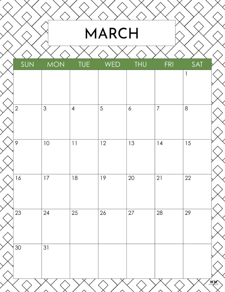 March 2025 Calendars - 107 Free Printables | Printabulls | Blank Printable March Calendar 2025