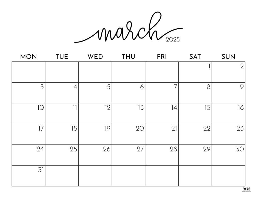 March 2025 Calendars - 107 Free Printables | Printabulls | Cute March Calendar Printable 2025