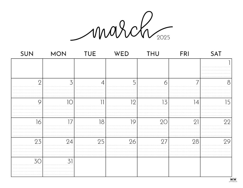 March 2025 Calendars - 107 Free Printables | Printabulls | Free Printable March 2025 Calendar with Holidays