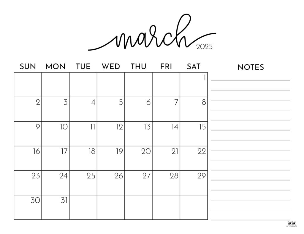 March 2025 Calendars - 107 Free Printables | Printabulls | March 2025 Calendar Printable With Lines