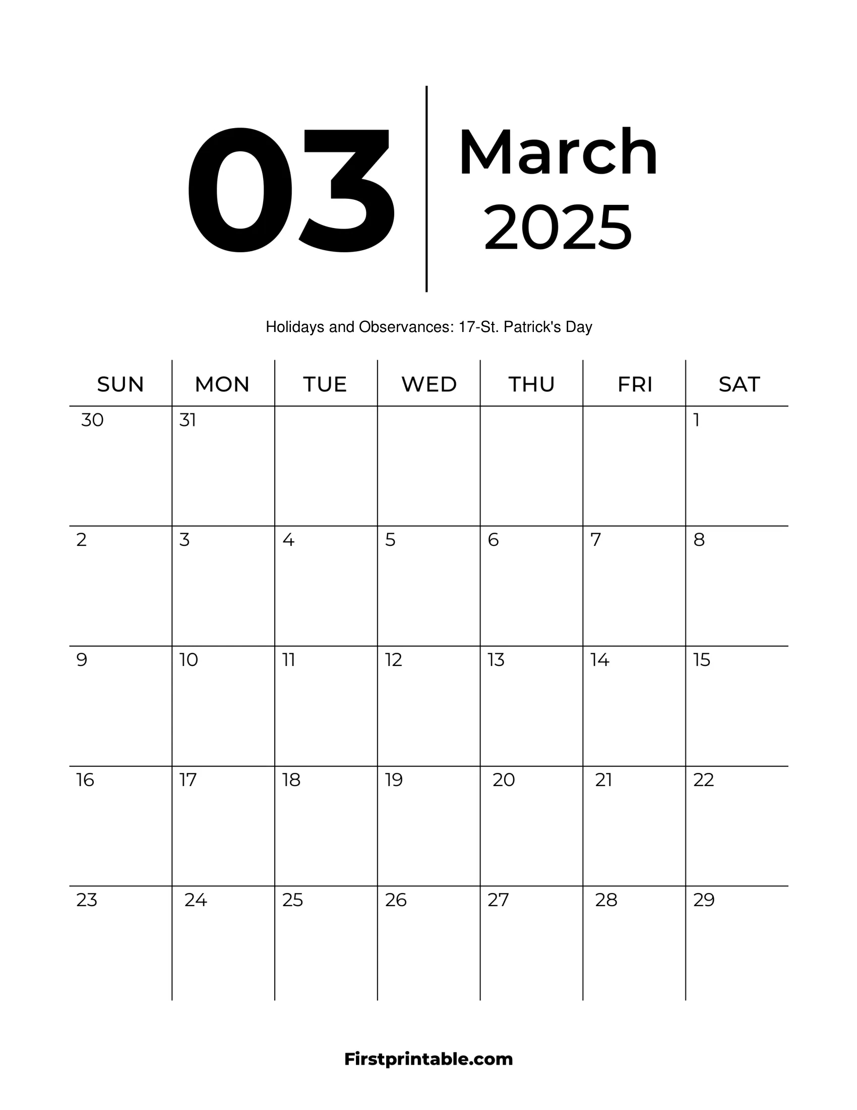 March 2025 Calendars - Free Printable &amp;amp; Fillable | Calendar Template March 2025 Printable