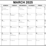 March 2025 With Holidays Calendar | Calendar Events In March 2025